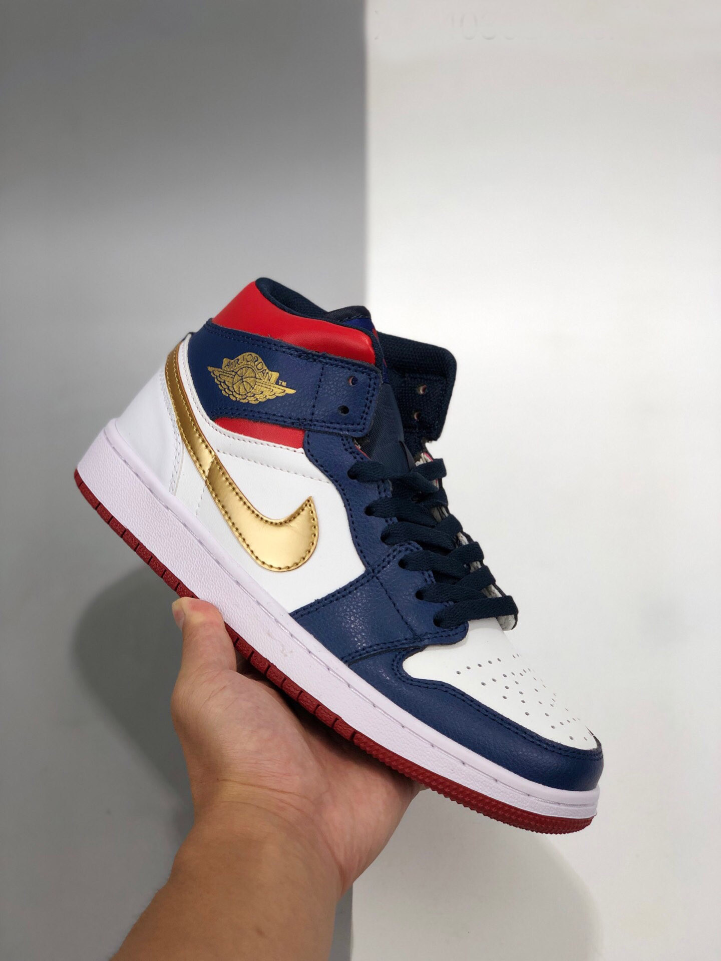 JD 1 Mid Olympic White Navy Gold 5341725