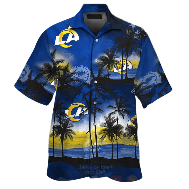 Los Angeles Rams Hawaiian Shirt Los Angeles Rams Symbol Sunset On The Beach Hawaii Shirt Los Angeles Rams Aloha Shirt For Men Women