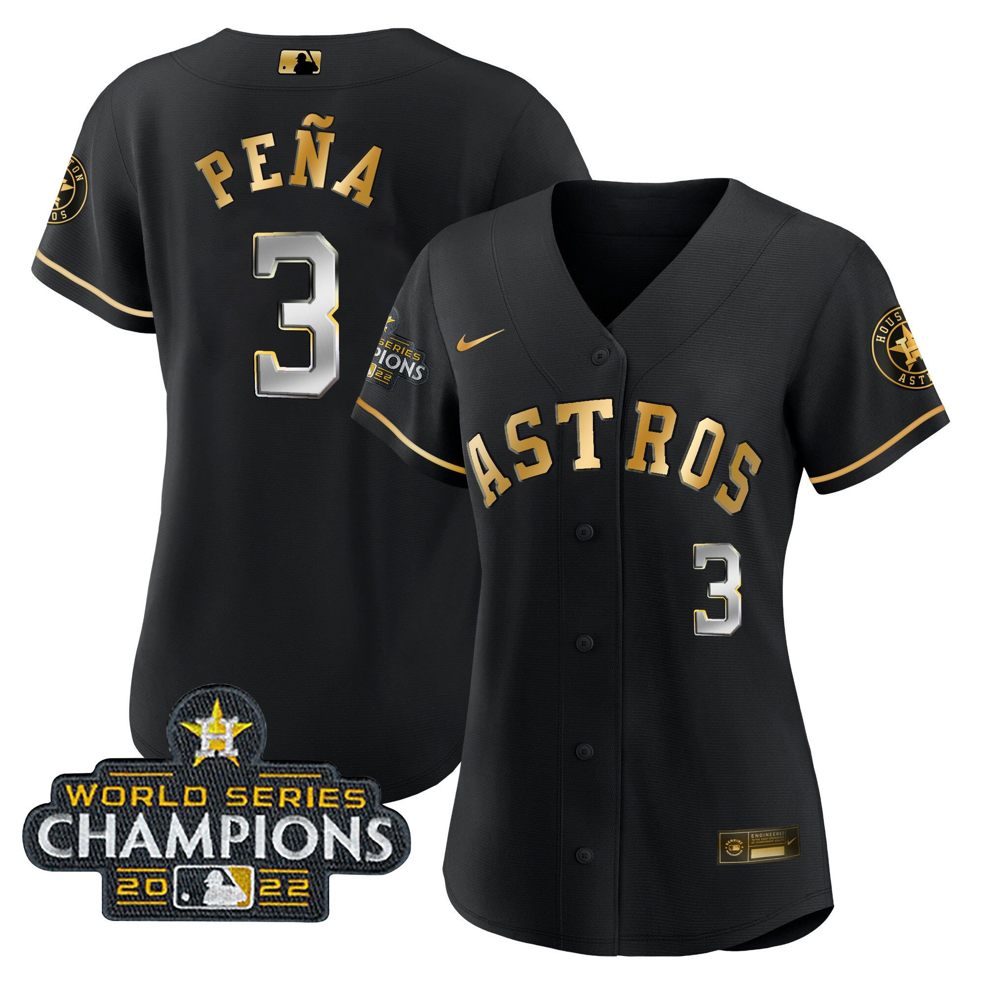 Women’S Houston Astros 2022 World Series Champions Player Jersey – All Stitched