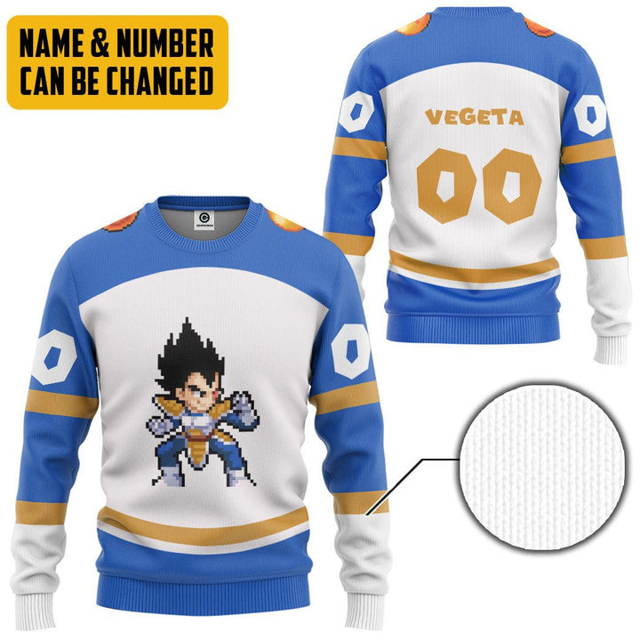 Personalized Dragon Ball Z Pixel Vegeta Ugly Christmas Sweater – All Over Print 3D Sweater