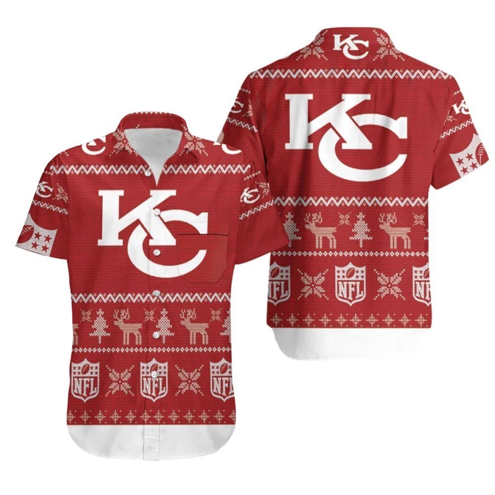 Kansas City Chiefs Ugly Sweatshirt Christmas 3D Hawaiian Shirt Combo Beach