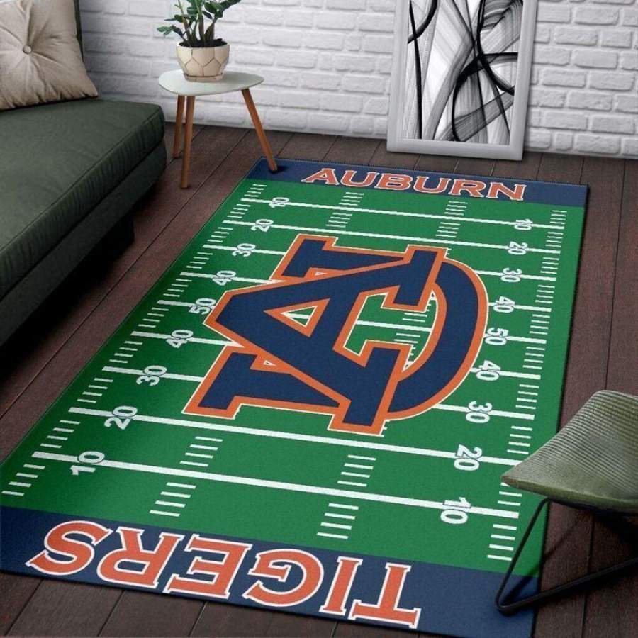 Auburn Tigers Home Field Area Rug / Football Team Logo Carpet, Living Room Rugs Floor Decor F10218