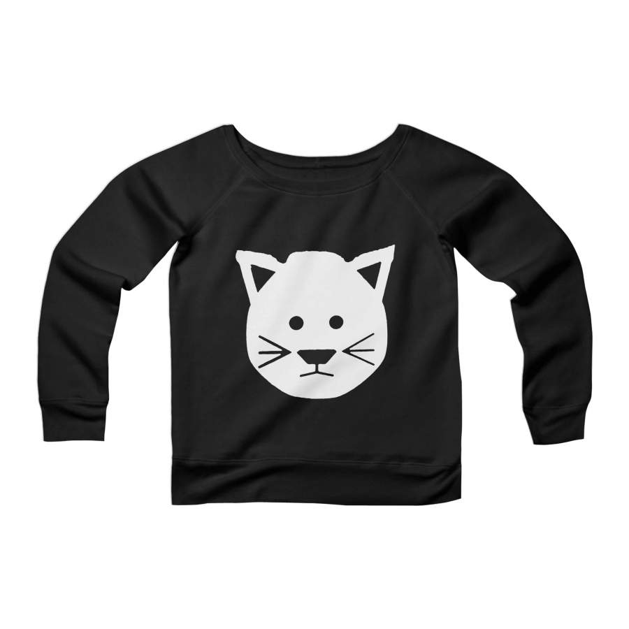 Mohawk Cat Kitty Eco Halloween Animal CPY Womans Wide Neck Sweatshirt Sweater