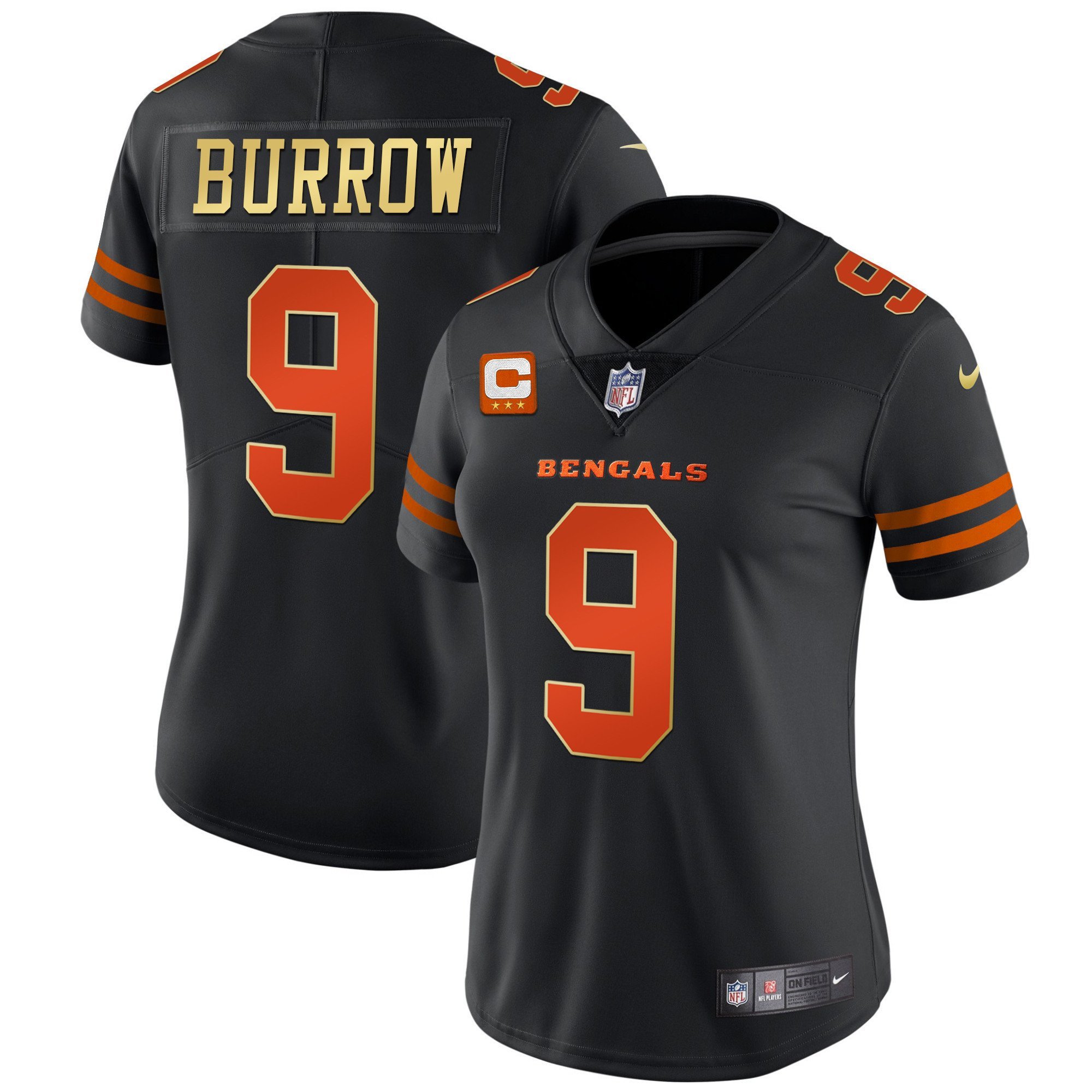 Women’S Bengals Black Gold Vapor Jersey – All Stitched