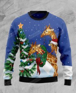 Giraffe Family Xmas Ugly Christmas Sweater 2023, All Over Print Sweatshirt