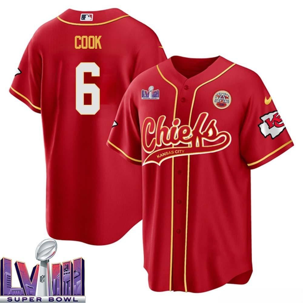 Bryan Cook 6 Kansas City Chiefs Super Bowl Lviii Baseball Men Jersey – Red