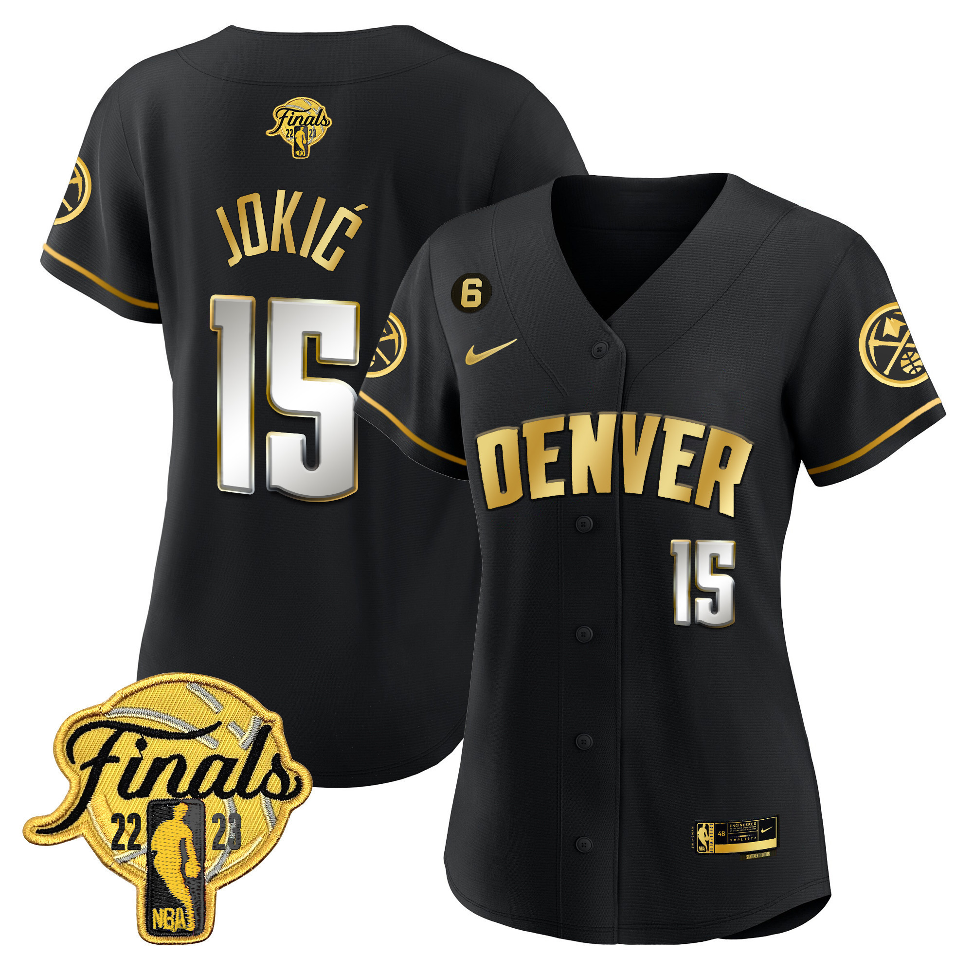 Women’S Denver Nuggets 2023 Finals Patch Baseball Jersey – All Stitched