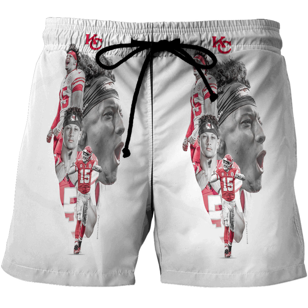 Kansas City Chiefs Patrick Mahomes 15 V2 3D All Over Print Summer Beach Hawaiian Short