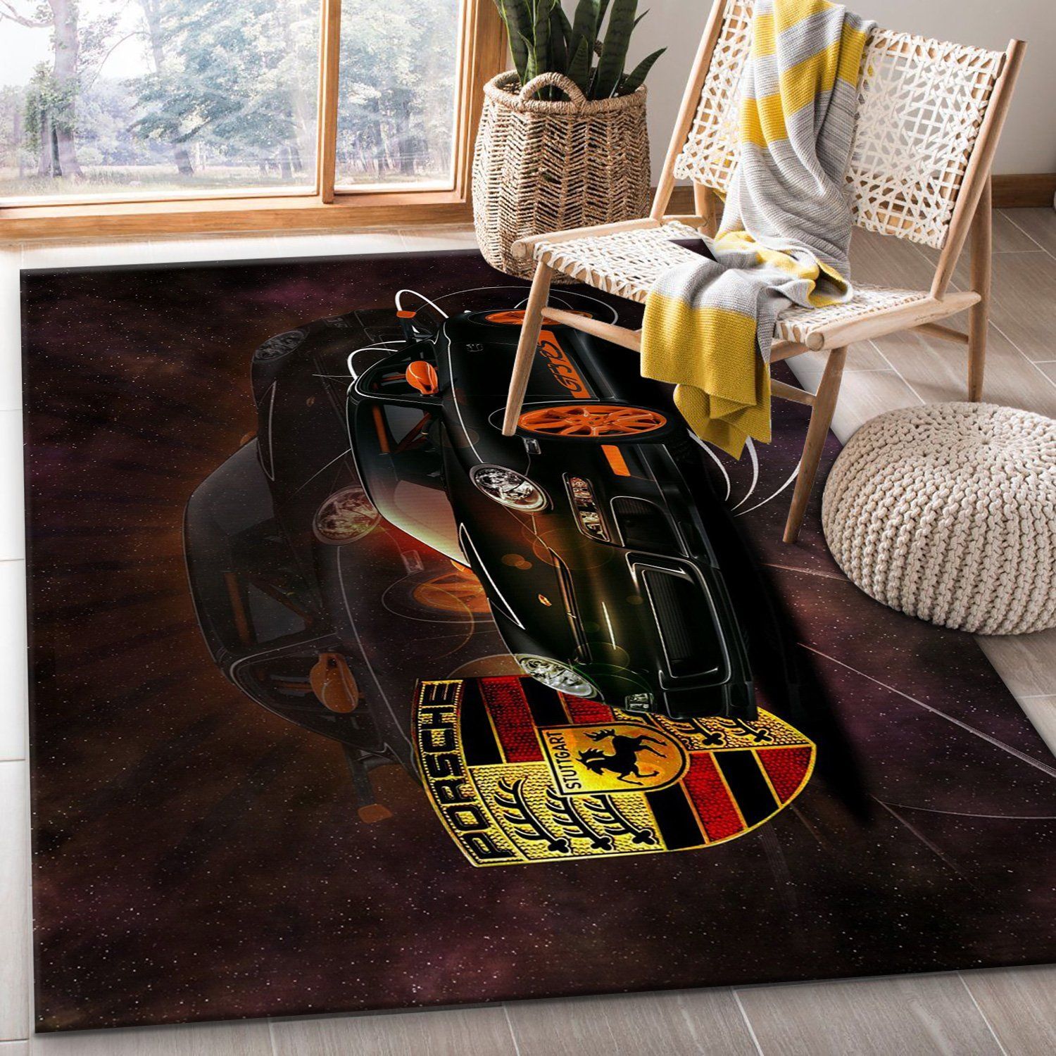 Porsche Car And Logo Area Rug For Christmas Bedroom Rug Home Decor Area Rug For Living Room Bedroom Rug Home Decor