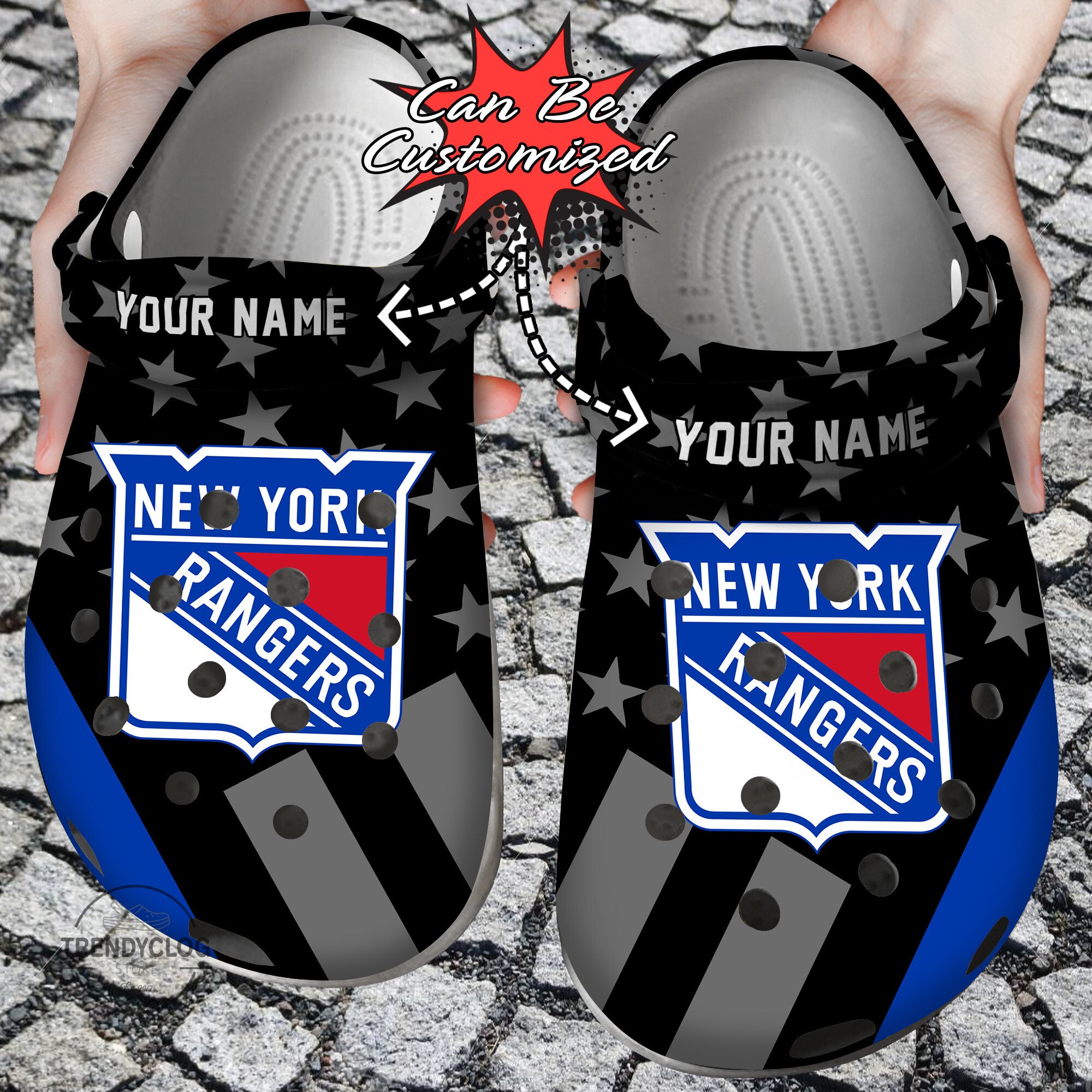 Hockey Crocs – Personalized Ny Rangers Star Flag Clog Shoes