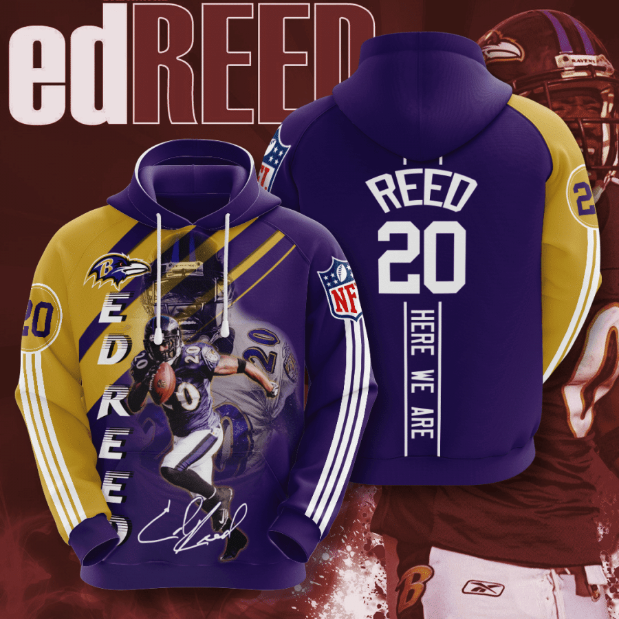 Baltimore Ravens Ed Reed 10 Unisex 3D Hoodie Gift For Fans