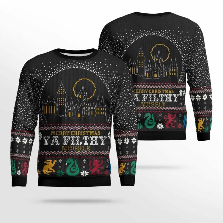 Merry Christmas Ya Filthy Muggle Ugly Sweater, Christmas Gift , Merry Christmas Ya Filthy Muggle Ugly Christmas Sweater
