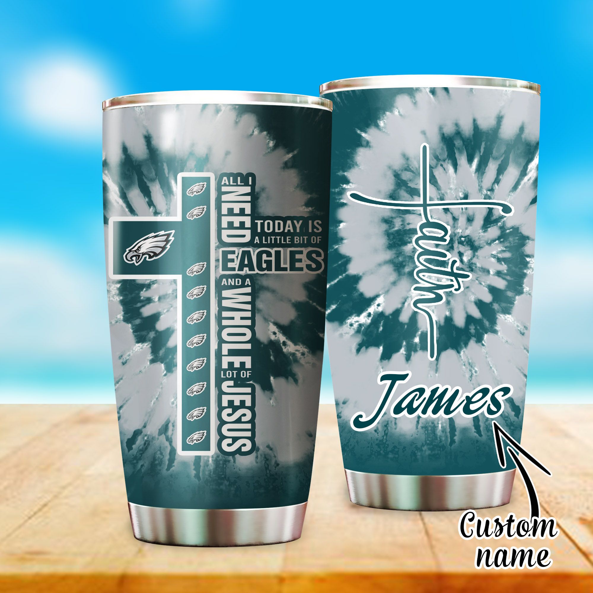 Philadelphia Eagles Jesus Custom Name Tumbler 239 L1Mth1295