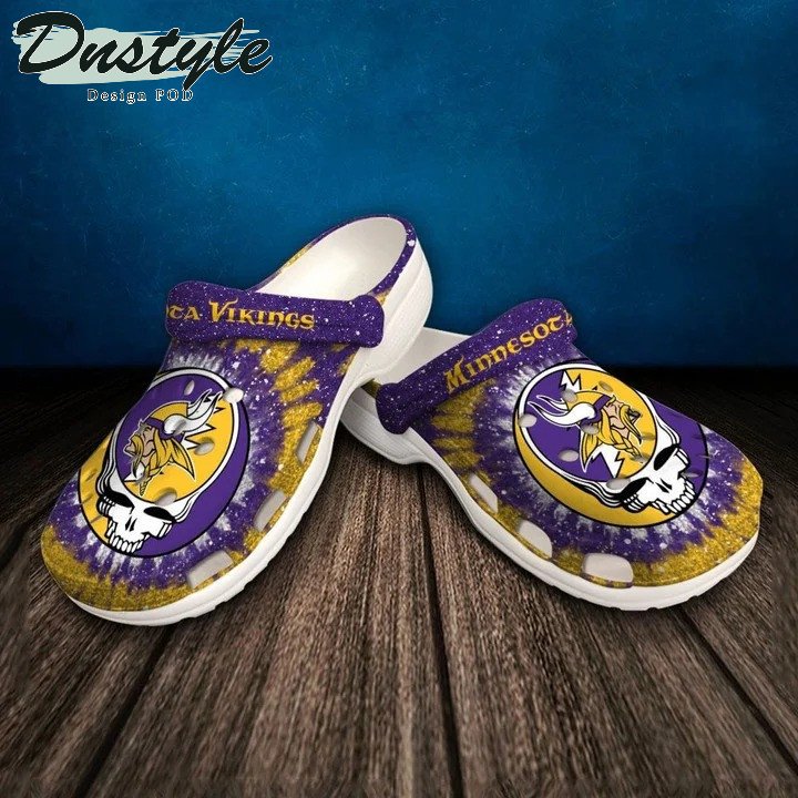 Minnesota Vikings Skull Pattern Crocs Classic Clogs Shoes In Purple & Yellow