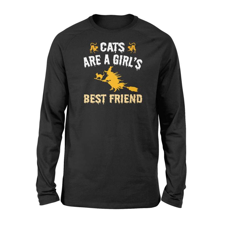 Cute Halloween For Girls Cats Are A Girl’s Best Friend Halloween Long Sleeve T Shirt
