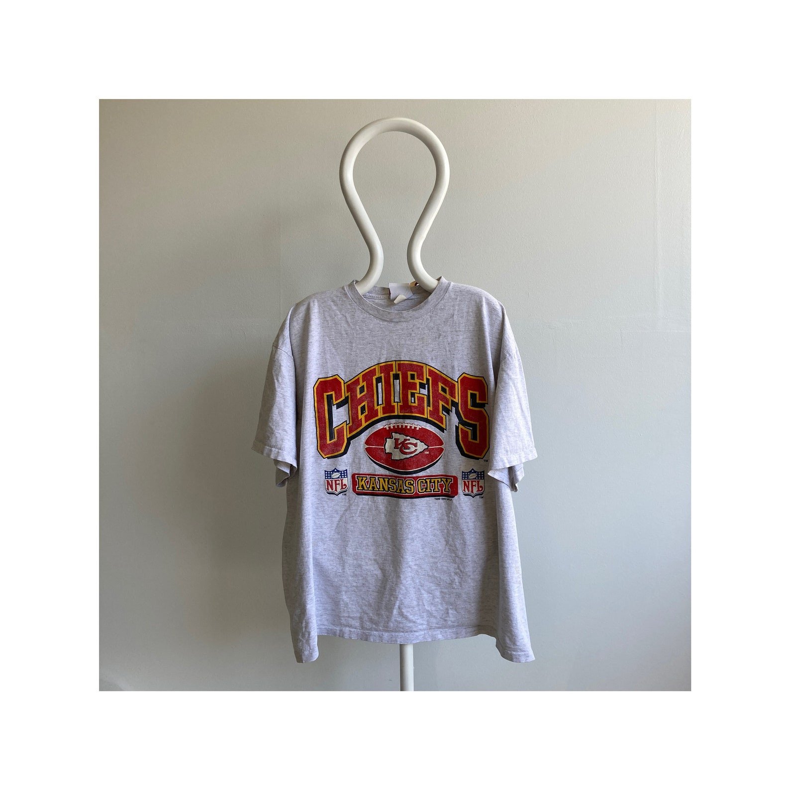 Vintage 90S 1996 Overd Osfmany Boxy Kansas City Chiefs Football T Shirt