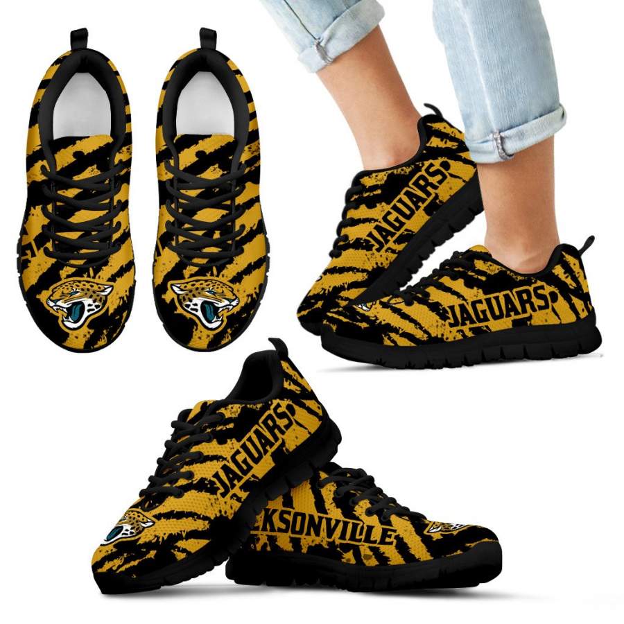 Stripes Pattern Print Jacksonville Jaguars Sneakers V3