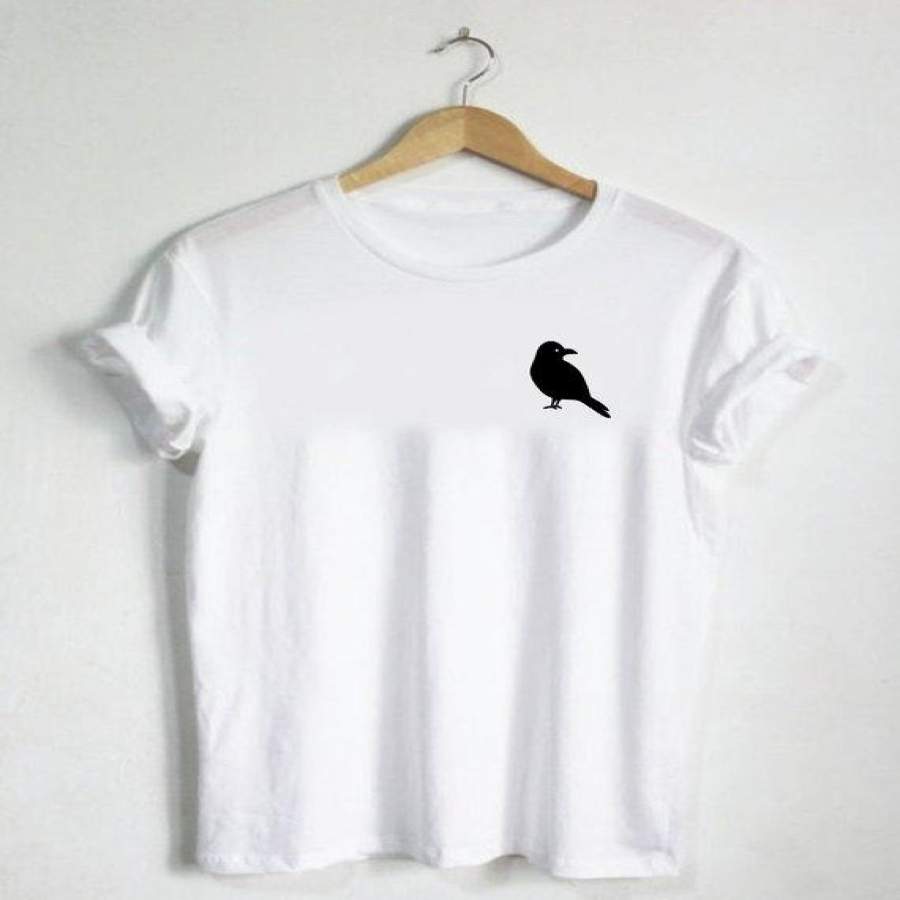 Raven Crow – T Shirt Fall Autumn October Shirt Clothing Halloween Costume Decorations Decor Bird Animal Feathers-F057