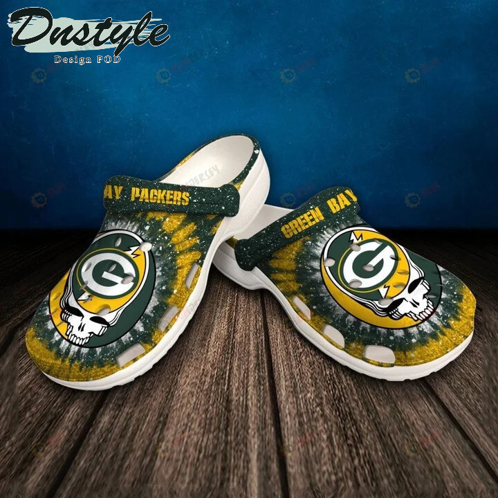 Green Bay Packers Skull Pattern Crocs Classic Clogs Shoes In Green & Yellow – Aop Clog