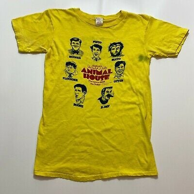 Vintage 70s National Lampoons Animal House T-shirt  S Yellow Movie Promo 3703