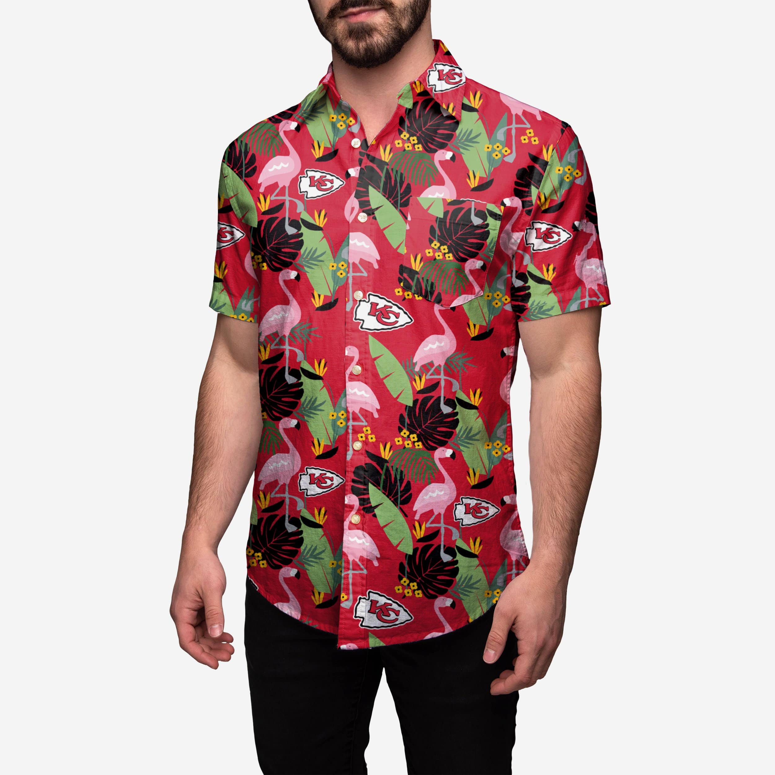 Kansas City Chiefs Floral Button Up Shirt