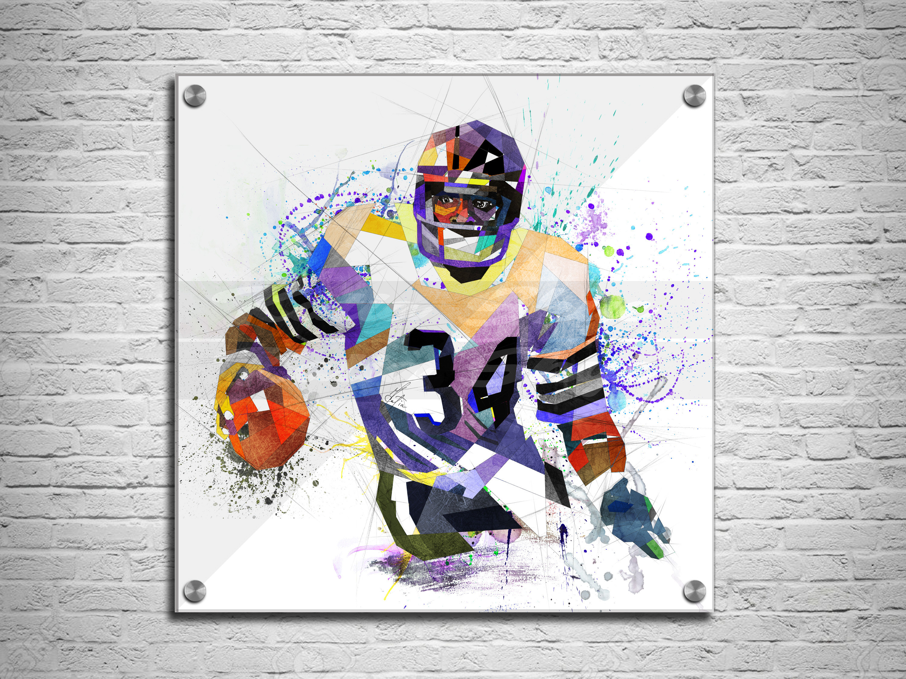 ACRYLIC PRINT Walter Payton Wall Art, Vibrant Football Art on Acrylic, Man Cave Art, Kids Room Decor, Contemporary Wall Art yt NFL-WP01