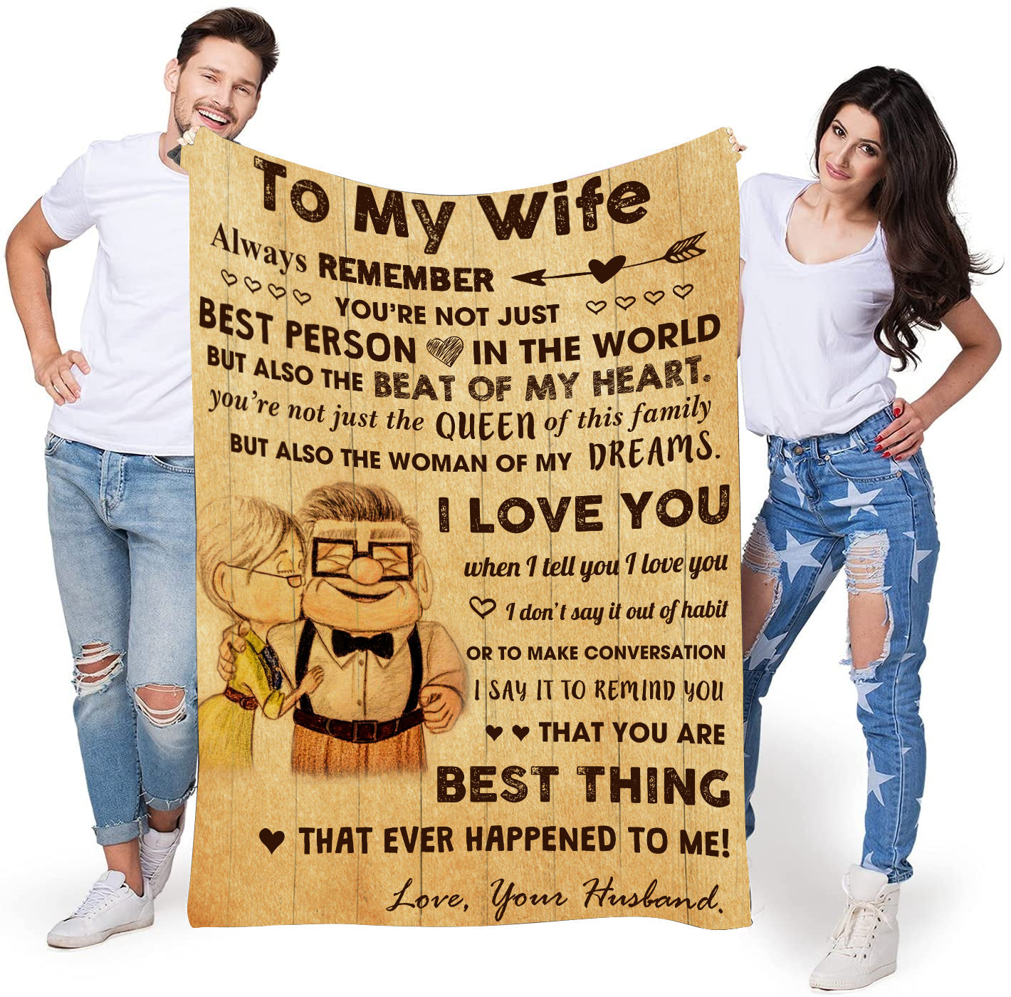 Blanket Gifts For Wife Romantic Anniversary Birthday Gift For Her Love Fleece Throws Blankets Presents For Wife From Husband Personalized To My Wife Ultra-Soft Luxury Warm Quilts For Bed Couch Travel