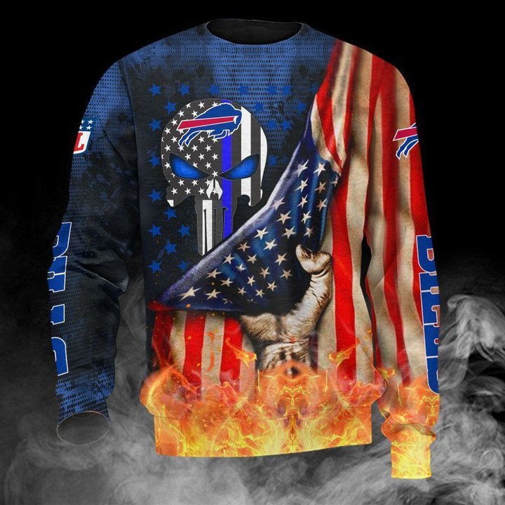 Buffalo Bills American Flag Gift For Fan Ugly Wool Sweater Christmas V2