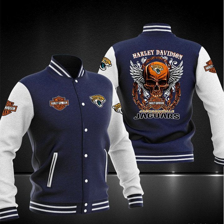 Jacksonville Jaguars Navy Skull Baseball Jacket V2