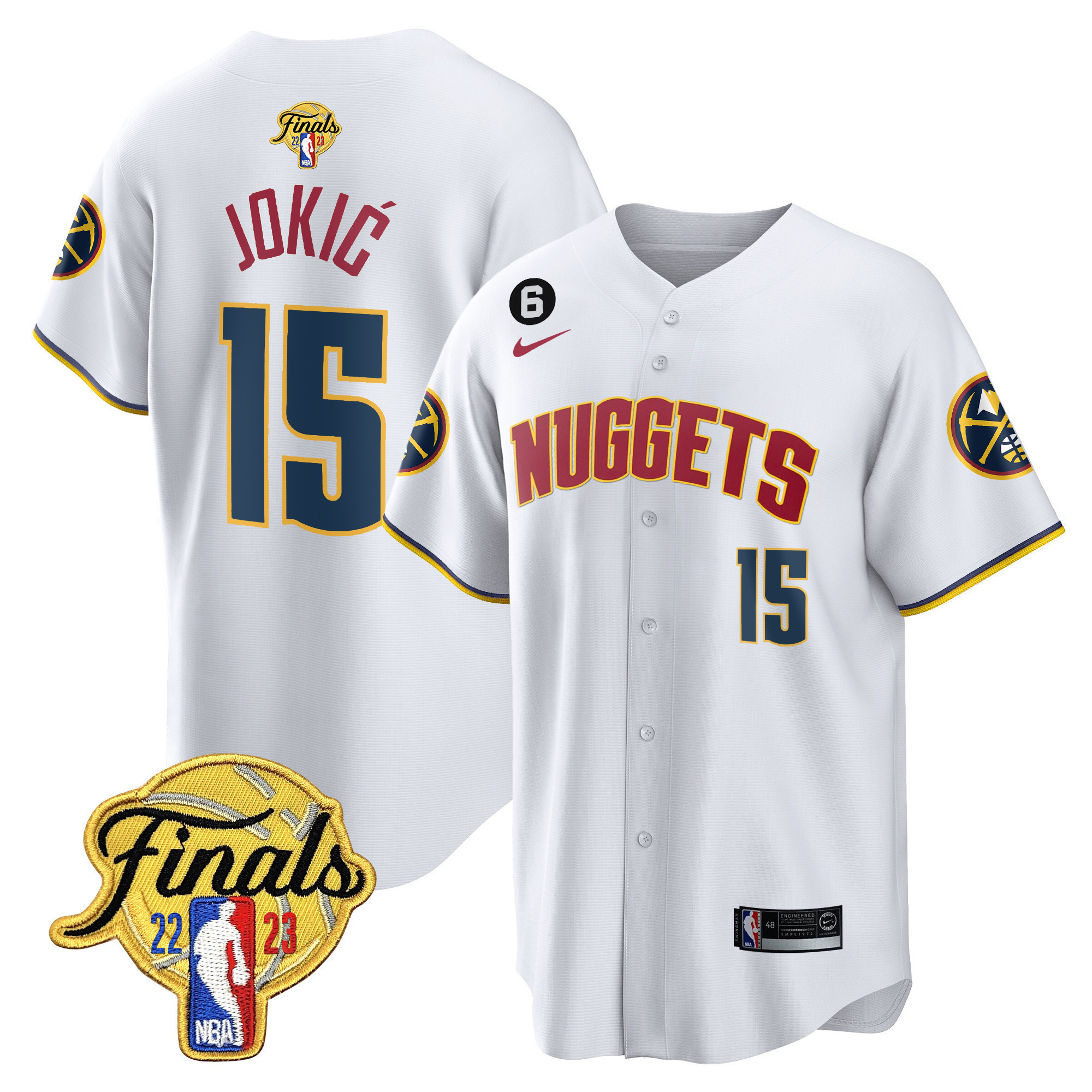 Youth’S Denver Nuggets 2023 Finals Patch Baseball Jersey – All Stitched