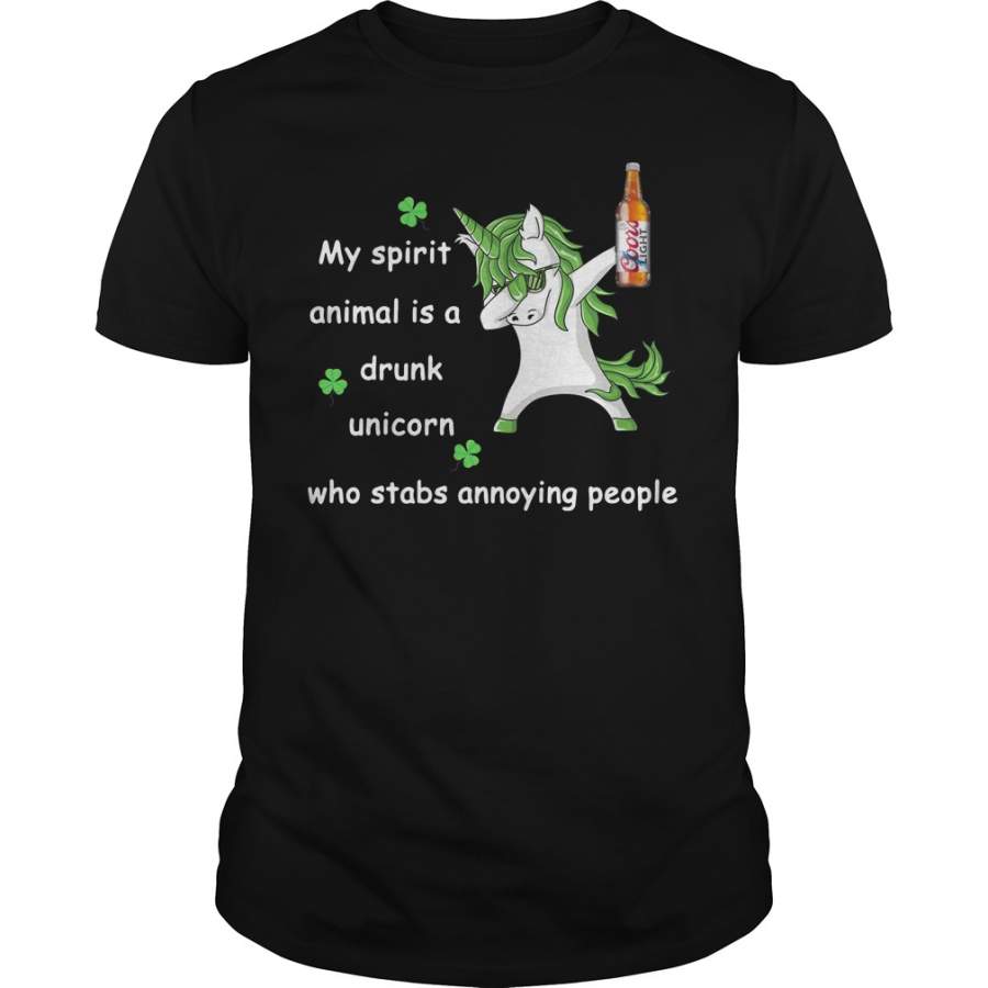 Coors Light My spirit animal is a drunk unicorn who stabs annoying people T-Shirt