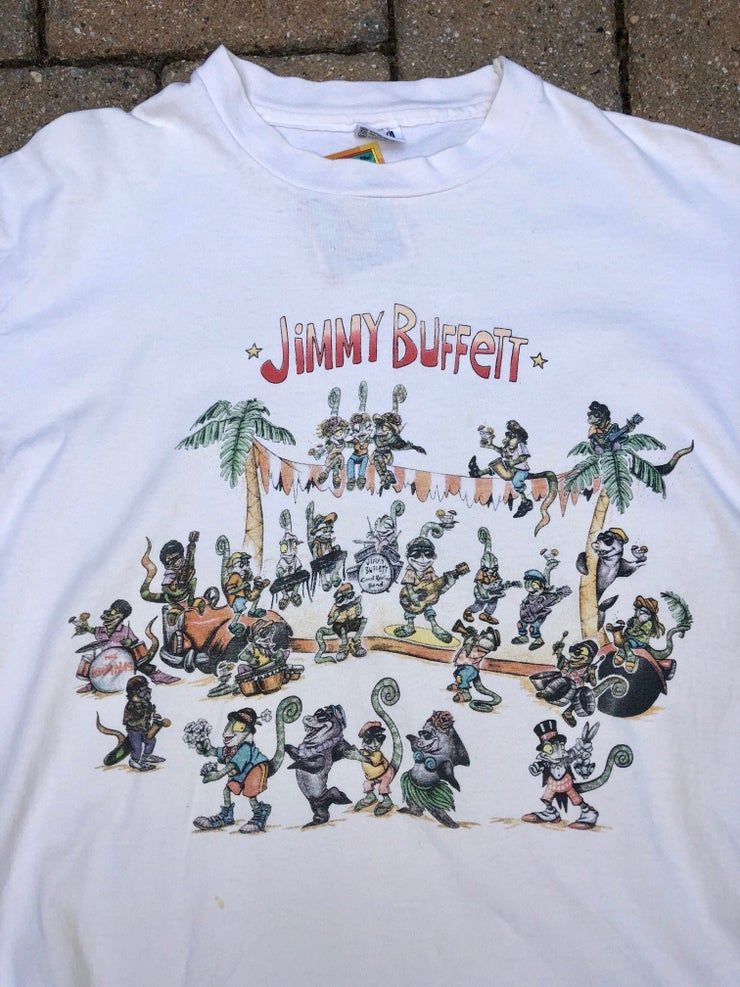 Vintage 1993 Jimmy Buffett Chameleon Caravan Concert Band Tour Anvil Usa Shirt