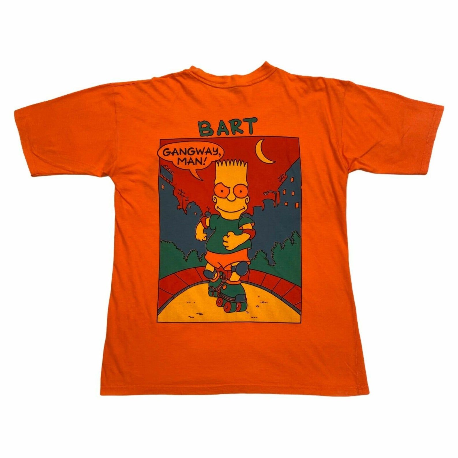 Bart Simpson Gangway Man Tshirt | Vintage 90s Cartoon Tv Show Orange Vtg