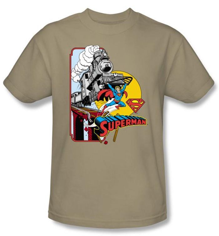 Superman Shirt Off The Rails Dc Comics Superhero Sand Shirt