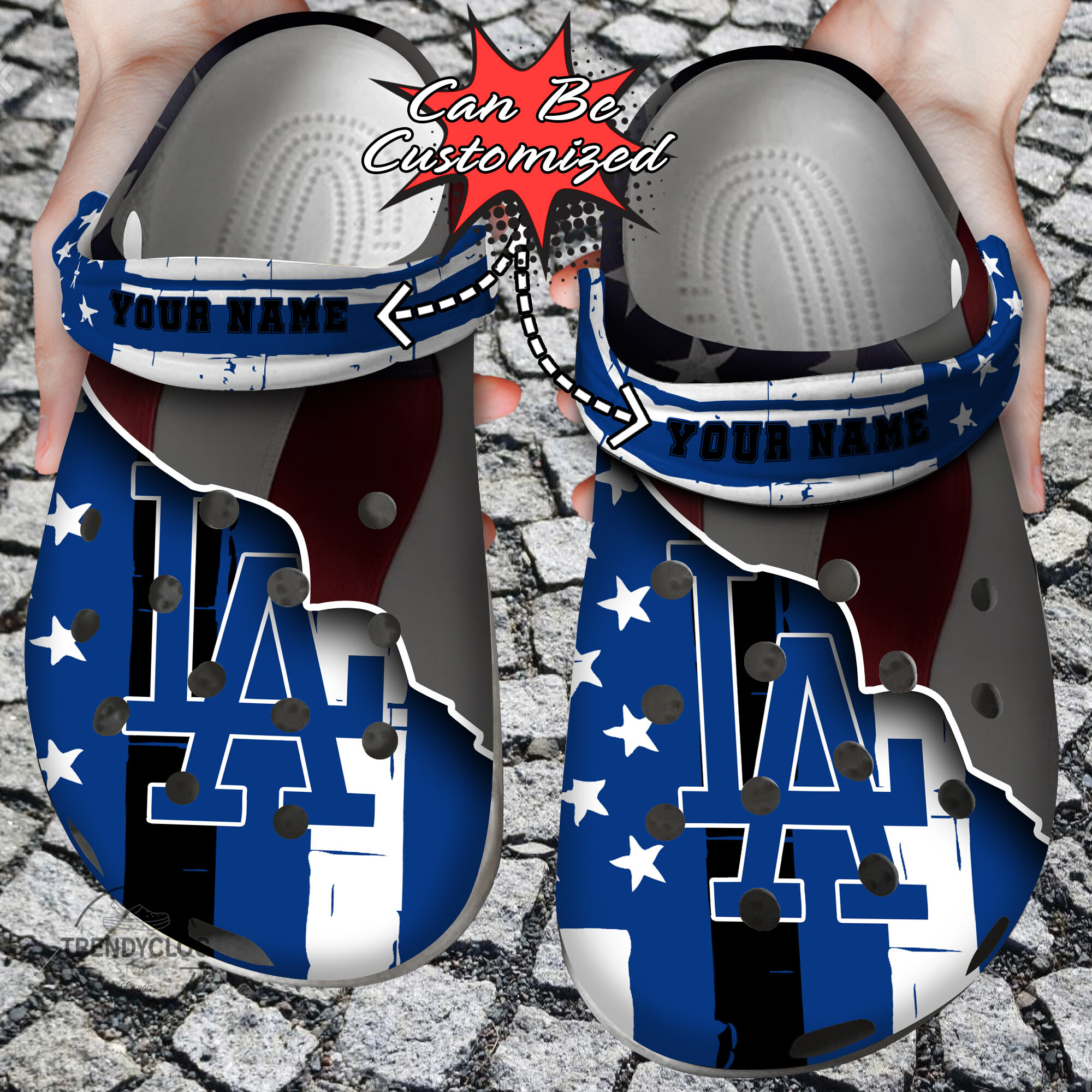 Dodgers Crocs – Personalized La Dodgers Baseball Team American Flag Line Clog Shoes