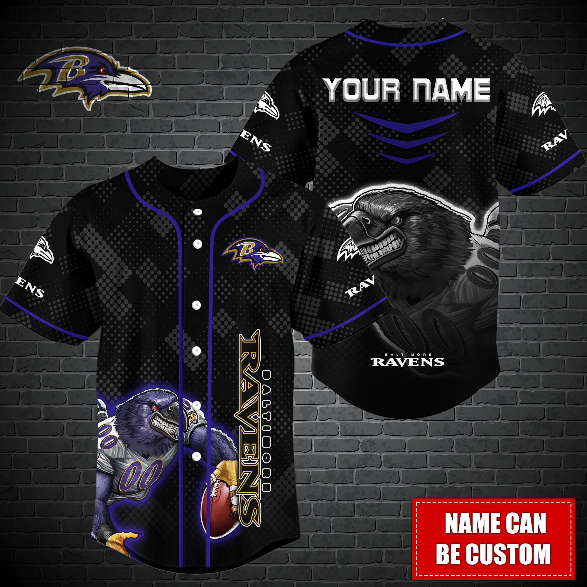 Baltimore Ravens Nfl-Baseball Shirt Custom T-44500