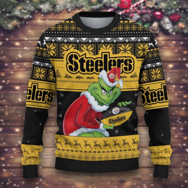 Pittsburgh Steelers The Grinch Gift For Fan Ugly Wool Sweater Christmas