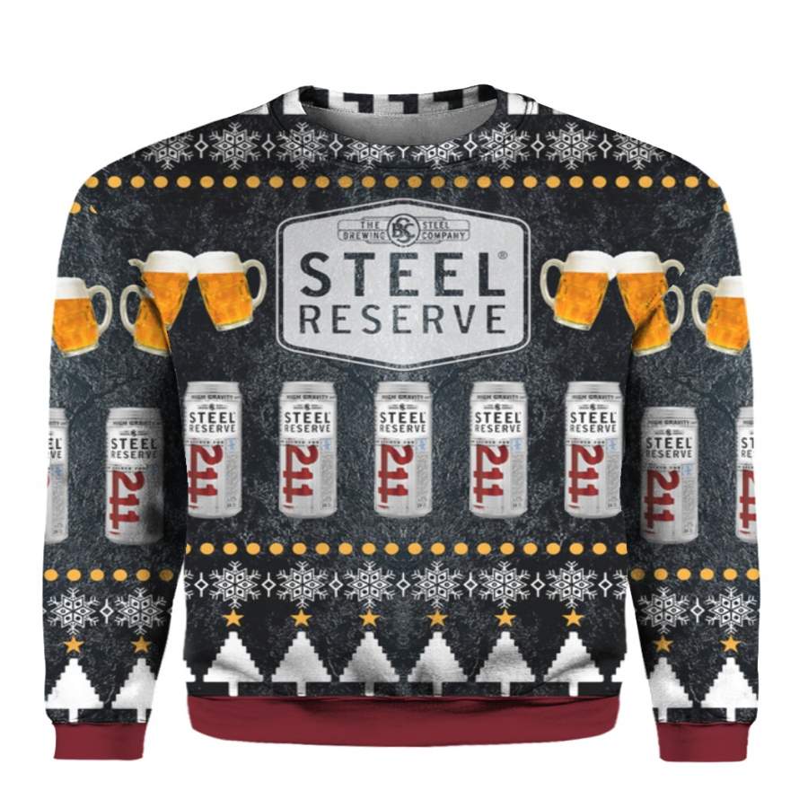 Steel Reserve Beer 3D Print Ugly Christmas Sweater