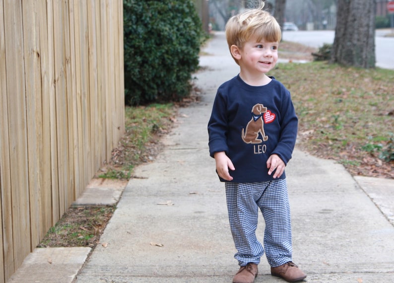 Toddler Valentine’s Shirt – Boys Valentines Day Outfit – Navy Puppy Dog Shirt for Boys – Valentine Outfit for Boys – Boys Clothing Boutique