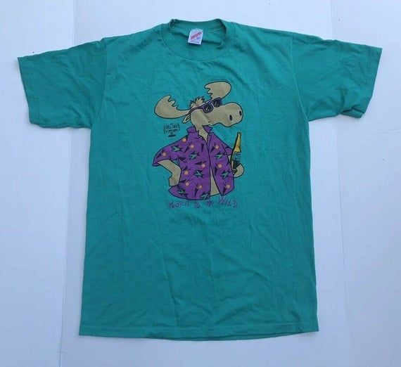 Vtg Jerzees Russell Athletic 50 50 Shirt80S 90S Moose Animal Corona Beer Travel Tourist Drinking South Dakota Born To Be Wild Shirt