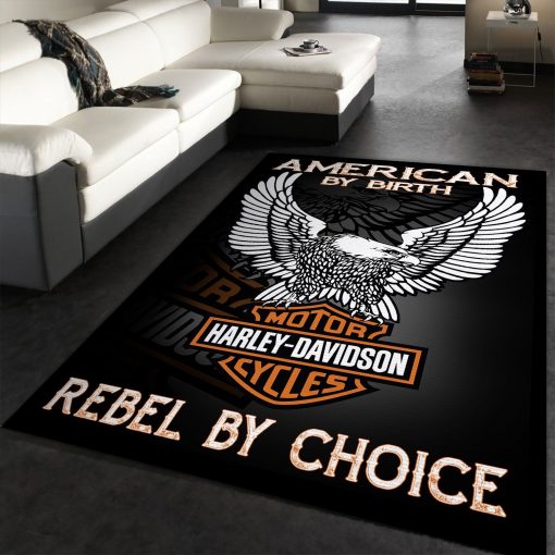 Harley Davidson Rebel Rug All Over Print Logo Custom Area Rug Carpet Full Sizes Home Living Rug Carpet Decor