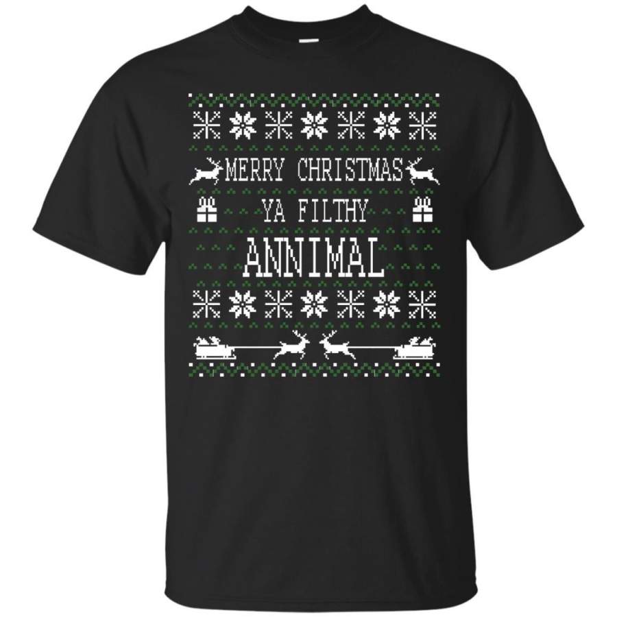 SANTA – Merry Christmas Ya Filthy Animal Ugly Christmas Pixel Design T Shirt & Hoodie