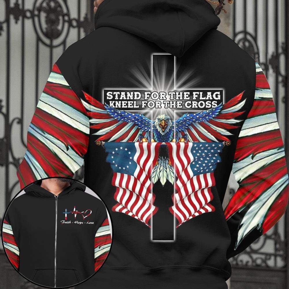 Independence Day Eagle Patriot Stand For The Flag Kneel For The Cross Hoodie #Kv