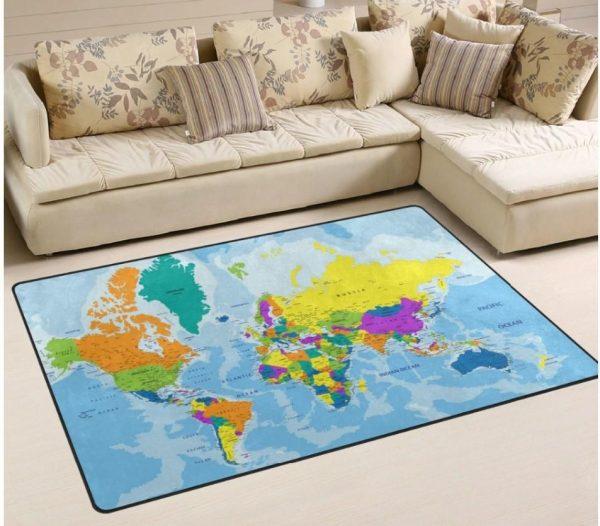 World Map Home Decor Rectangle Area Rug 2