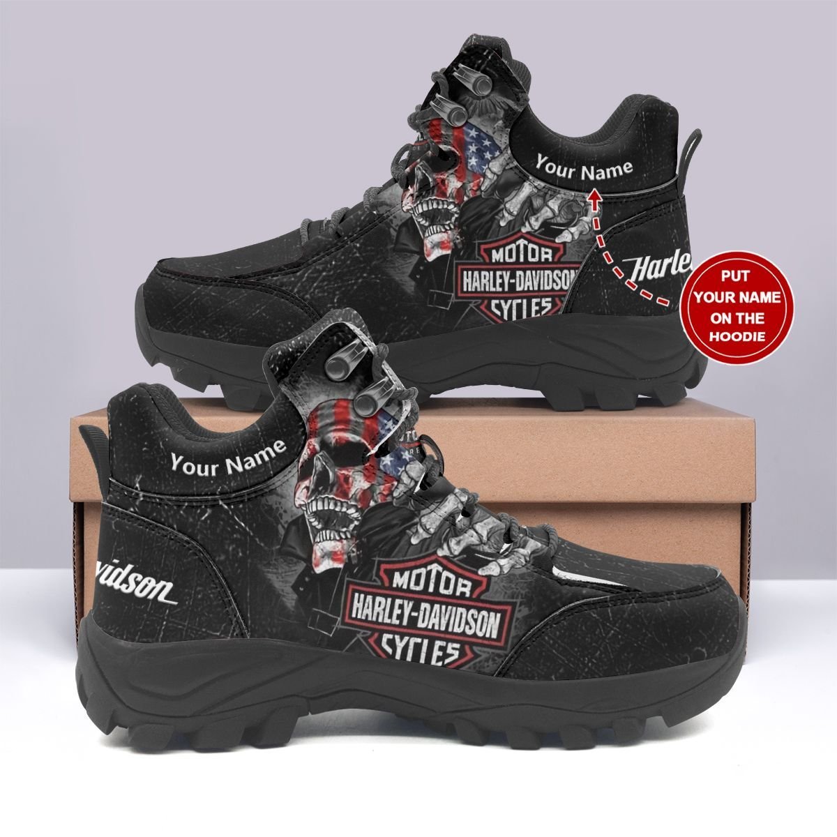 Harley Davidson Hiking Personalized Shoes 06