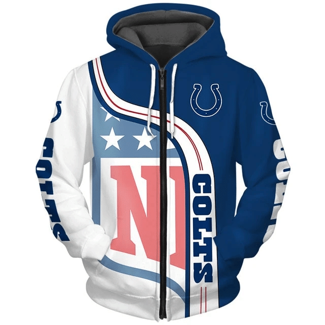 Indianapolis Colts Curved Stripes 52 Unisex 3D Hoodie Gift For Fans