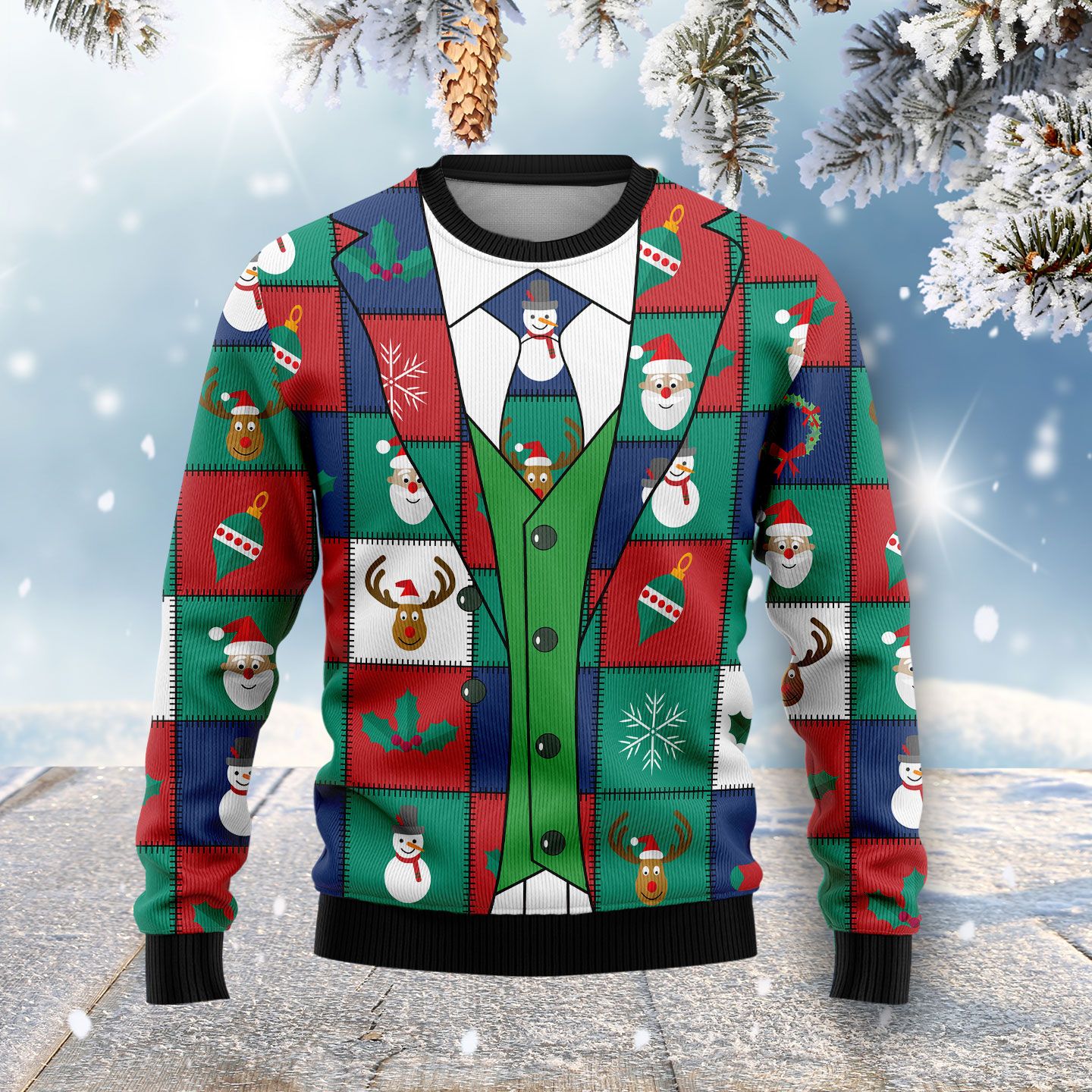 Funny Christmas Elements Blazer Print Hoodie HZ100517 Ugly Christmas Sweater