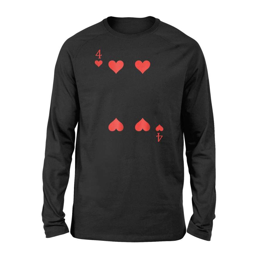 4 Of Hearts Costume Halloween Deck Of Cards Halloween Long Sleeve T shirt