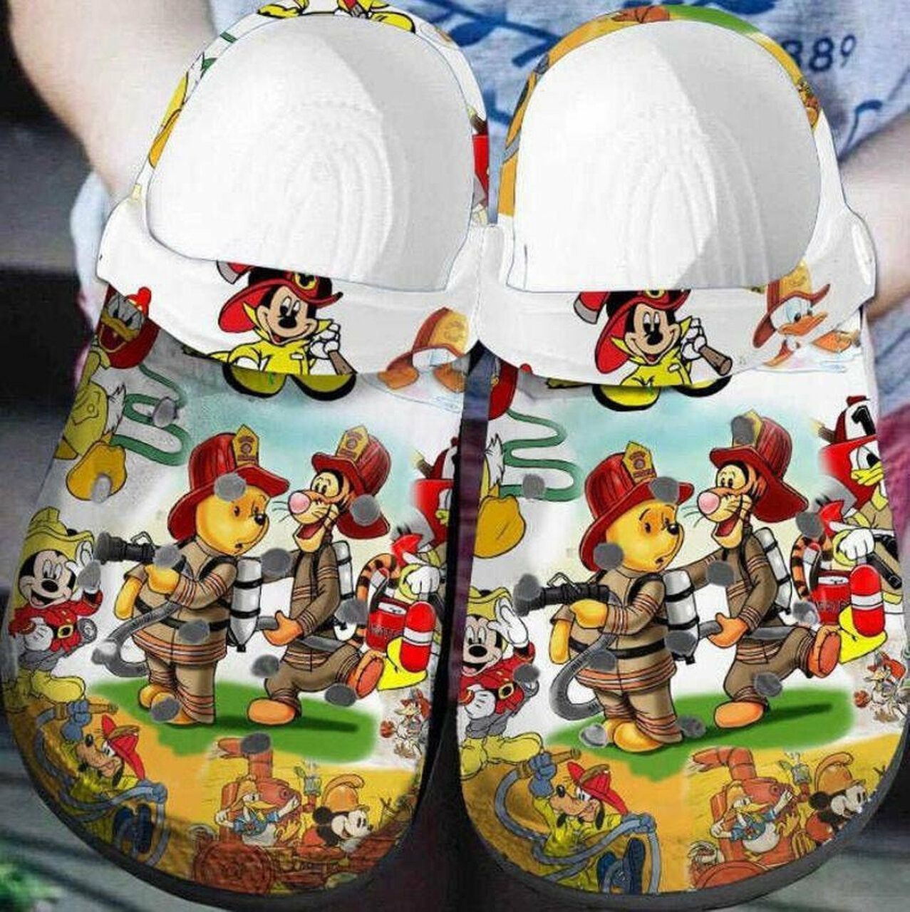 Winnie The Pooh Firefighter Crocs Crocband Clog Comfortable Water Shoes