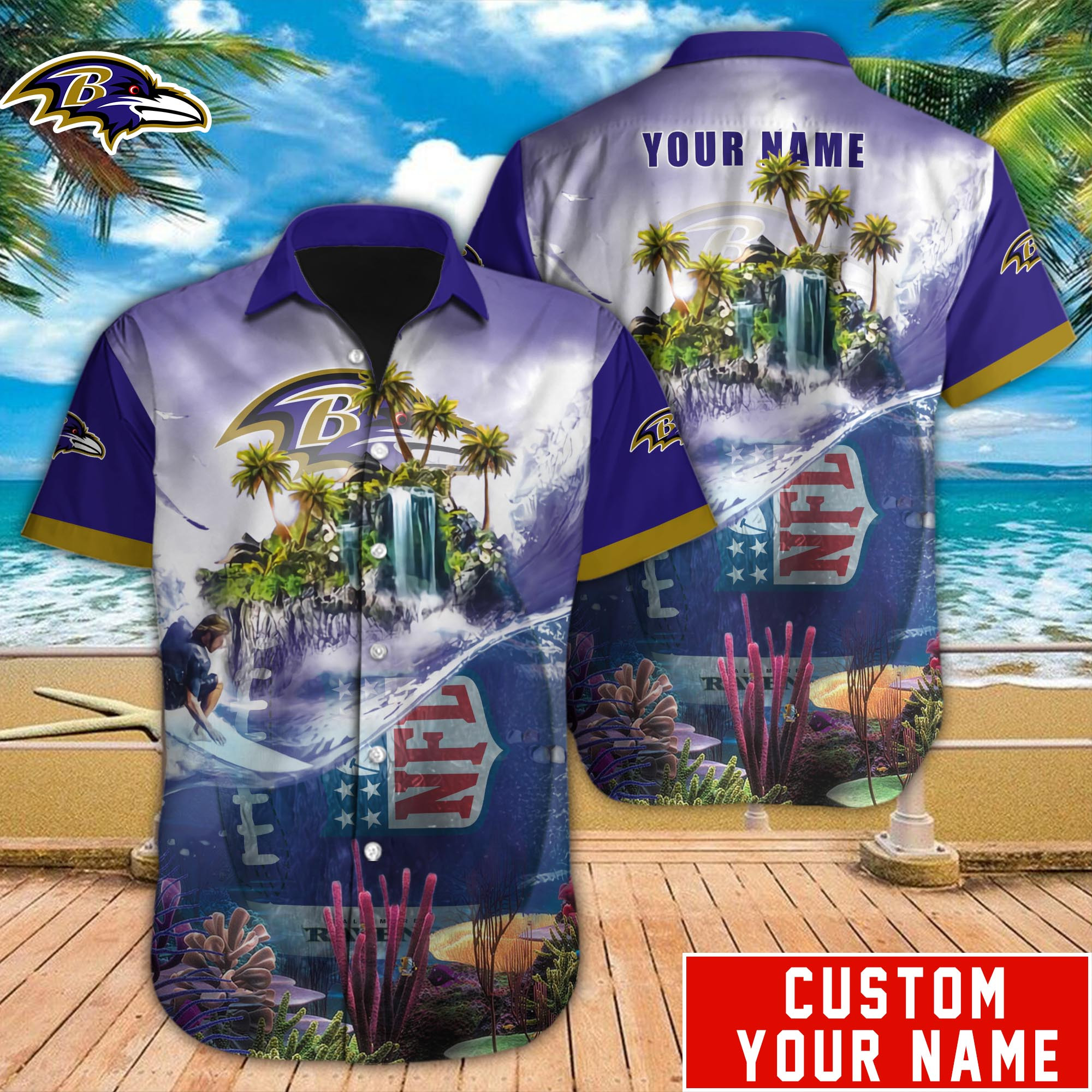 Baltimore Ravens Nfl-Hawaiian Shirt Custom M-40719